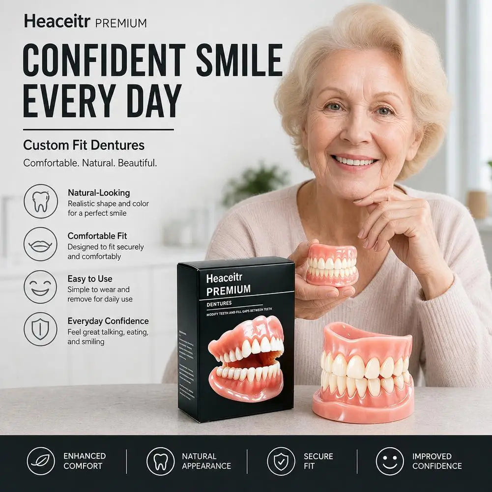 Latest Technology Complete Set of High-end Silicone Dentures Adjustable Dentures Confident Smile Oral Care Reusable Teeth HIP