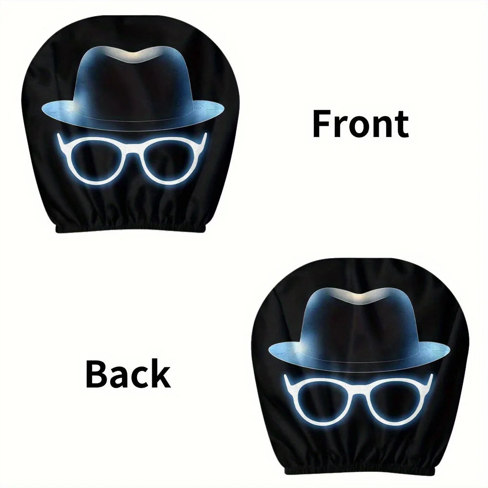 2-Pack Father's Day Gentleman Car Seat Headrest Covers Car Headrest Covers HIP black