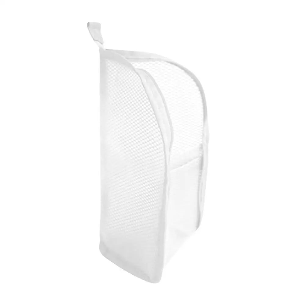 Portable Mesh Standing Toiletry Bag, Lightweight Foldable Clear Hanging Travel Organiser for Toothbrush & Travel HIP White