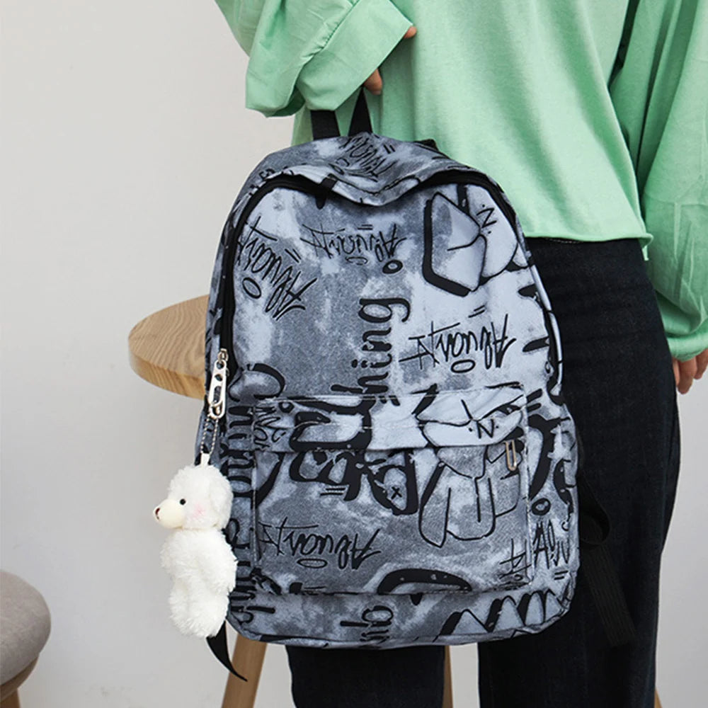 Women's Nylon Graffiti Backpack – Large Capacity & Waterproof Women's Backpack HIP