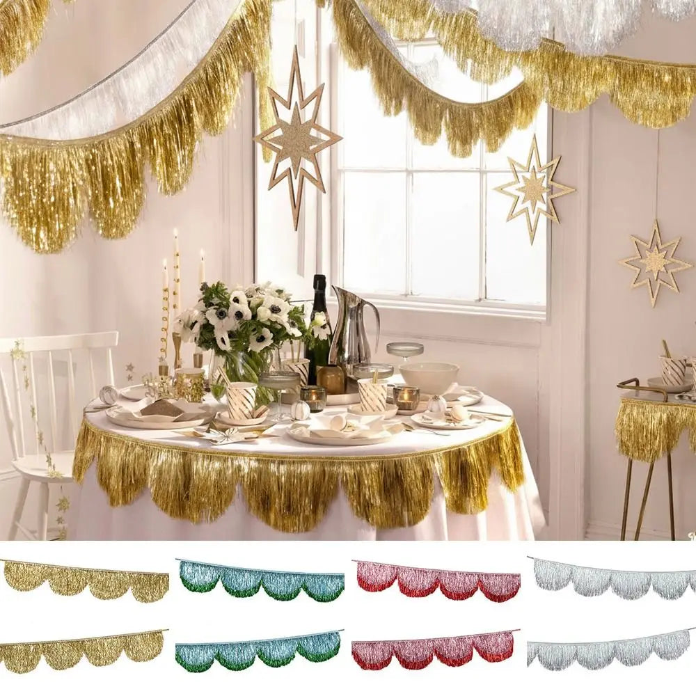 Metallic Foil Fringe Garland – Glitter PET Party Backdrop Party Fringe Garland HIP
