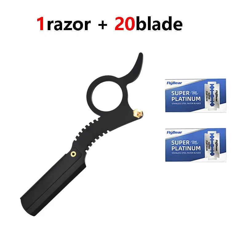 Stainless Steel Thumb Razor – Bald Head & Eyebrow Shaping Manual Thumb Razor HIP C619-1black 20blade