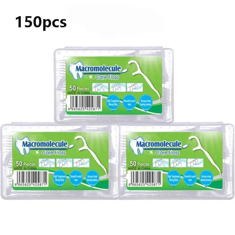 RUZOFO 150-Pc Disposable Dental Floss Picks with Storage Box Dental Floss Picks HIP C609-3 box