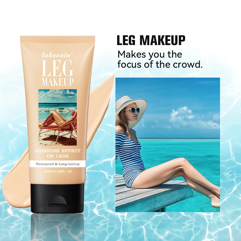 Free Brush With100ml Bronze Leg Body Foundation Long Lasting Waterproof Tanning Makeup Cream Even Skin Tone Makeup HIP