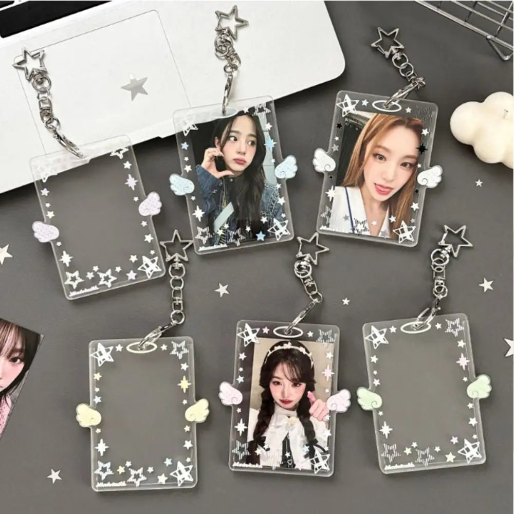 Acrylic Photocard Holder Bag Pendant – 3 Inch Angel Wings Photocard Holder HIP
