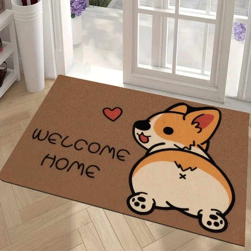 Corgi Butt Welcome Home Doormat – Non-Slip Dog Lover Rug Decorative Doormat HIP 1 40x60cm-Felt
