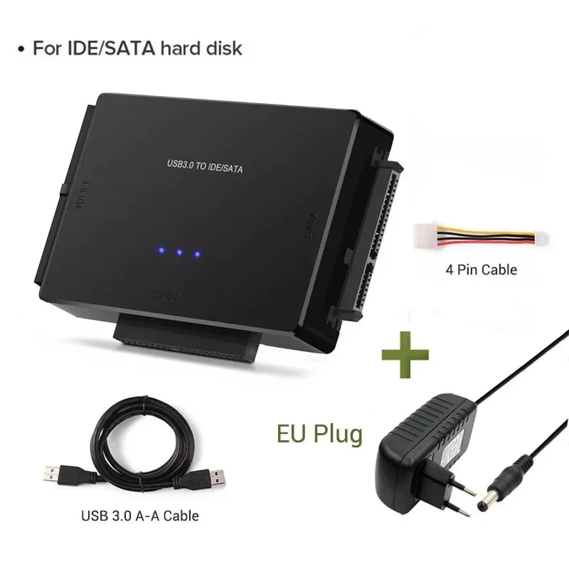 SATA/IDE to USB 3.0 Adapter – 2.5/3.5" HDD Converter, 6TB Hard Drive Adapter HIP EU Plug