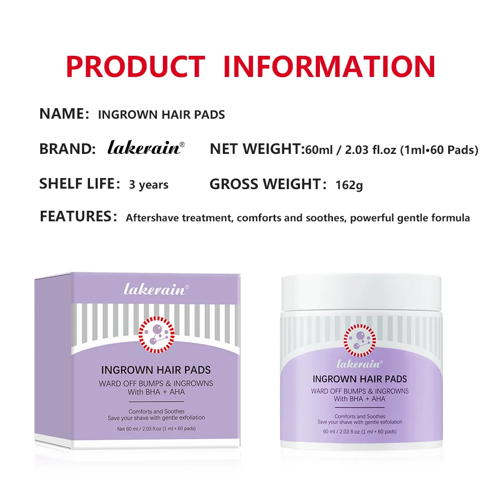 Ingrown Hair Pads Aftershave Treatment Pads to Help Prevent Razor Bumps for Men & Women - Exfoliate Underarms & Bikini Area HIP