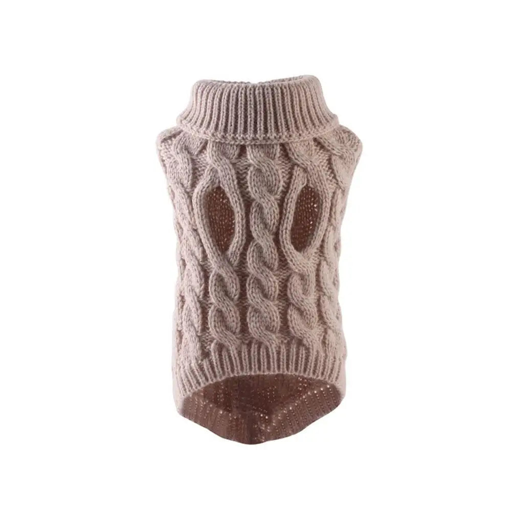 Puppy Dog Sweaters for Small Medium Dogs Cats Clothes Winter Warm Pet Turtleneck Chihuahua Vest Soft Yorkie Coat Teddy Jacket HIP khaki M