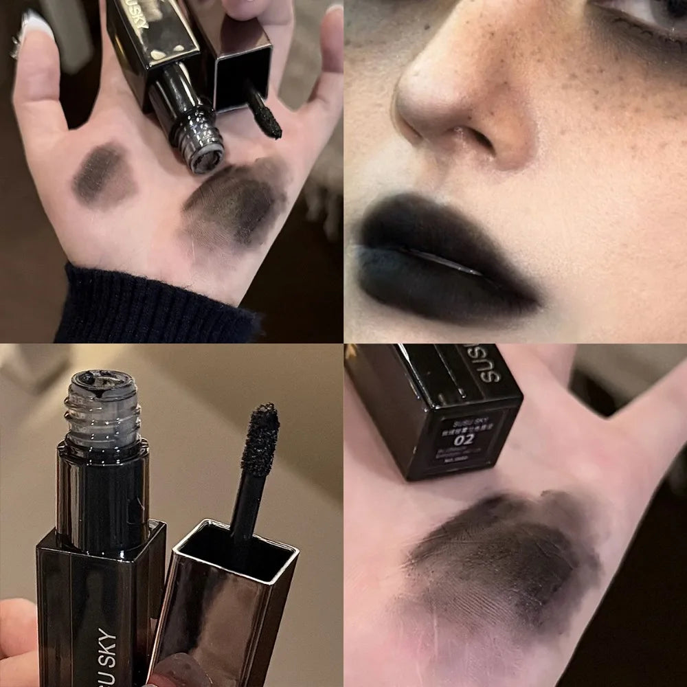 Gothic Gray Purple Lipstick Velvet Matte Punk Black Brown Lipgloss Long Lasting Lip Mousse Waterproof Makeup Non-stick Lips Tint HIP