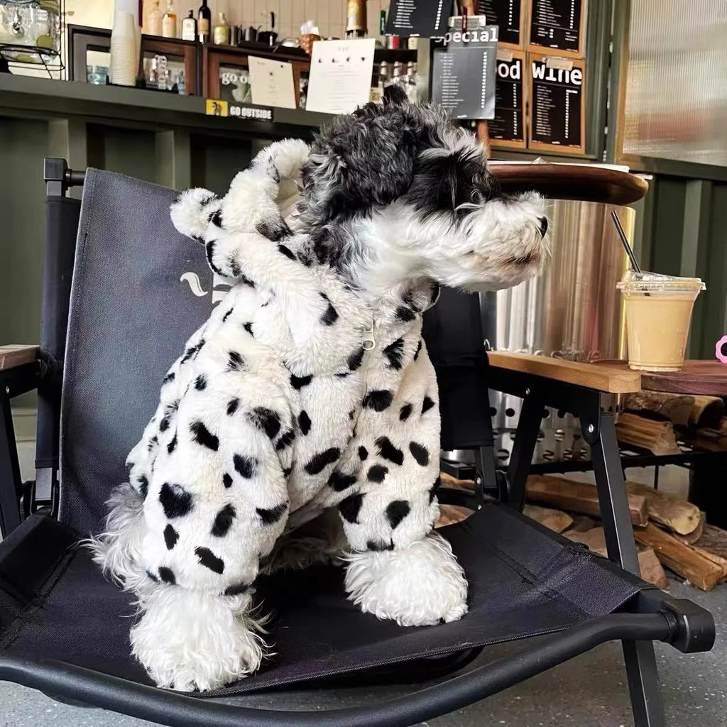 White Leopard Dog & Cat Hoodie – Warm Winter Pet Coat Pet Dog Hoodie HIP