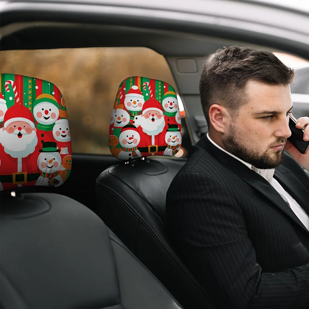 2-Pack Christmas Snowman Car Headrest Covers – Reusable Car Headrest Covers HIP