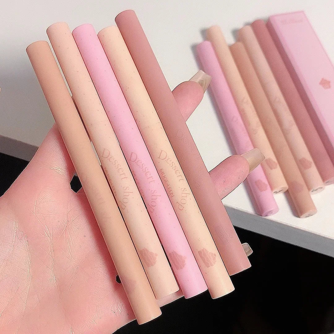 Matte Lip Liner Pen Long Lasting Contour Lipstick Non-stick Waterproof Smooth Velvet Lipliner Pencil Nude Pink Lip Tint Makeup HIP