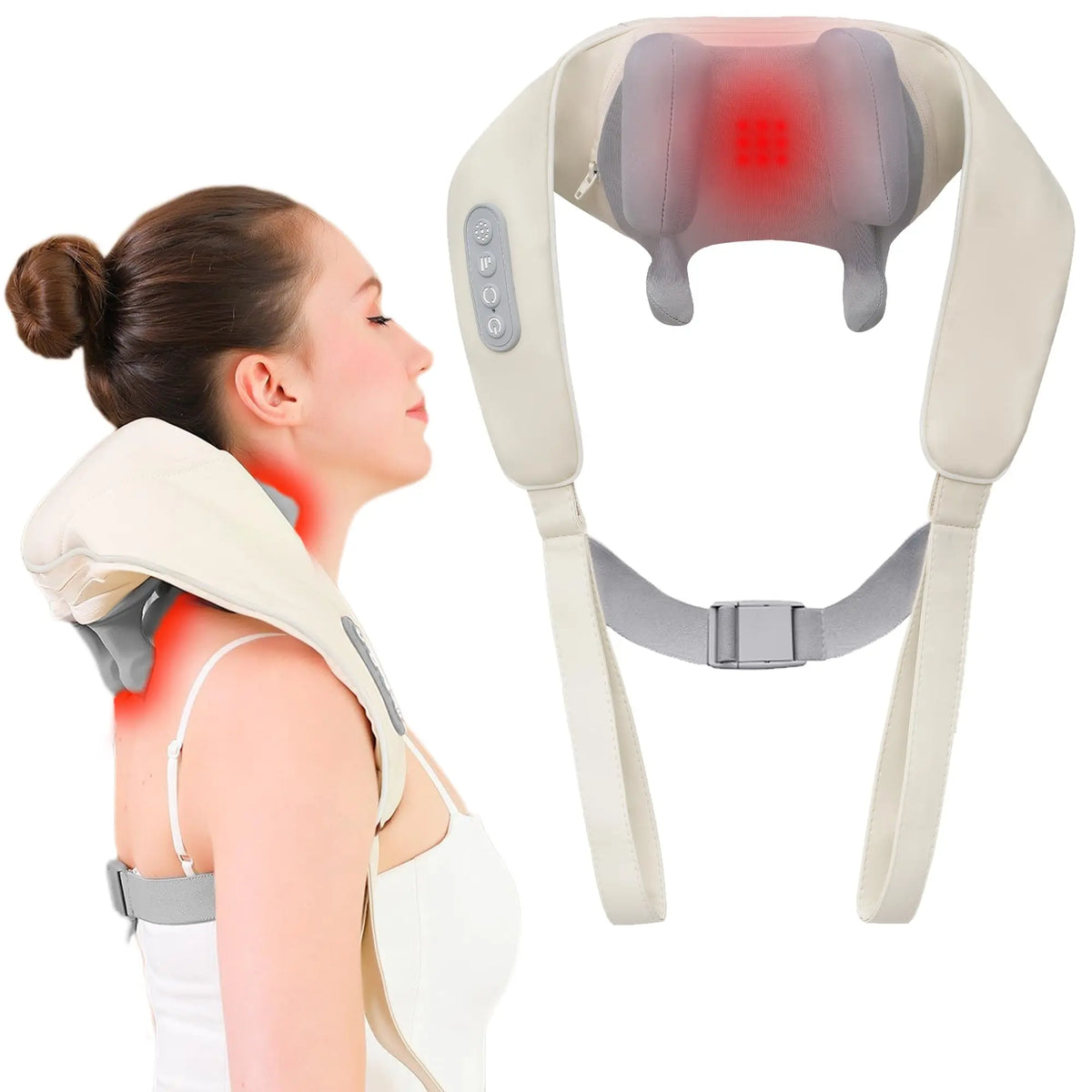 PAQIN 4D Shiatsu Neck & Shoulder Massager with Heat – Cordless Neck Shoulder Massager HIP