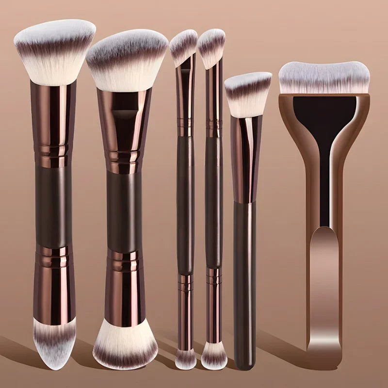 6-Piece Double-Ended Face Makeup Brush Set – Foundation & Concealer Double-Ended Makeup Brush Set HIP