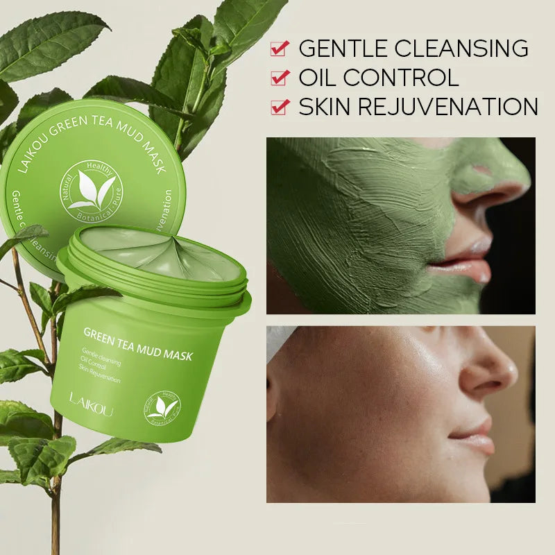LAIKOU Green Tea Clay Mask 100g – Oil Control & Pore Minimizing Clay Face Mask HIP