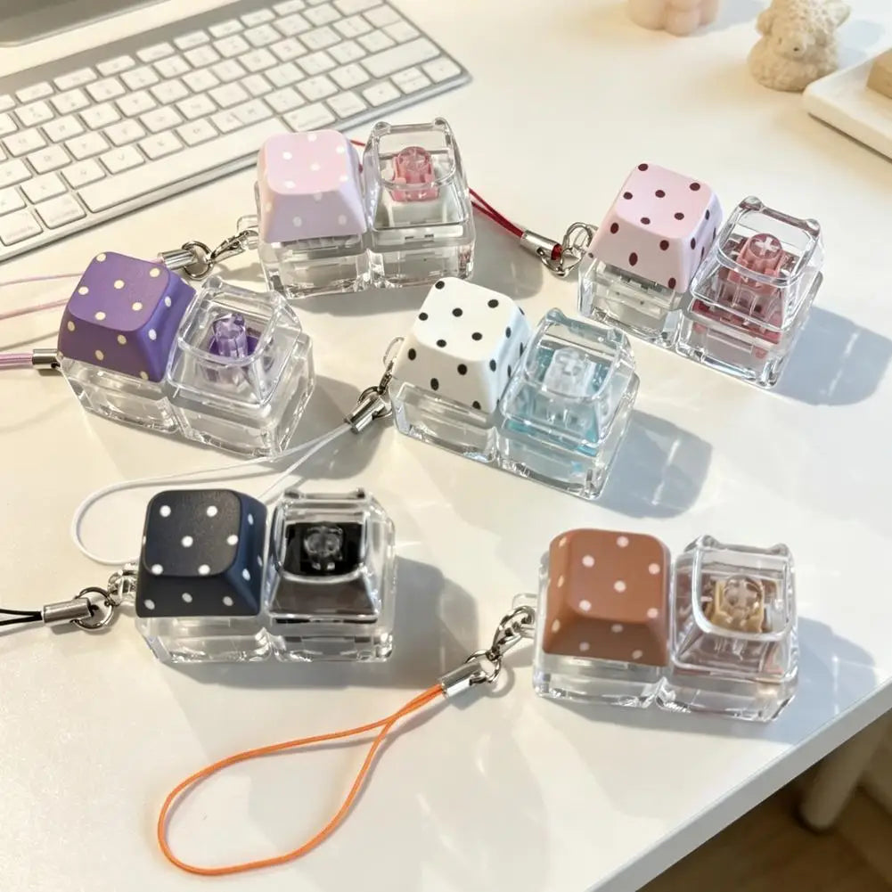 2 Keys Keyboard Toys Crystal Keycap Keychain Stress Relief Fingertip Gadget Decompression Toys Clicker Toy HIP