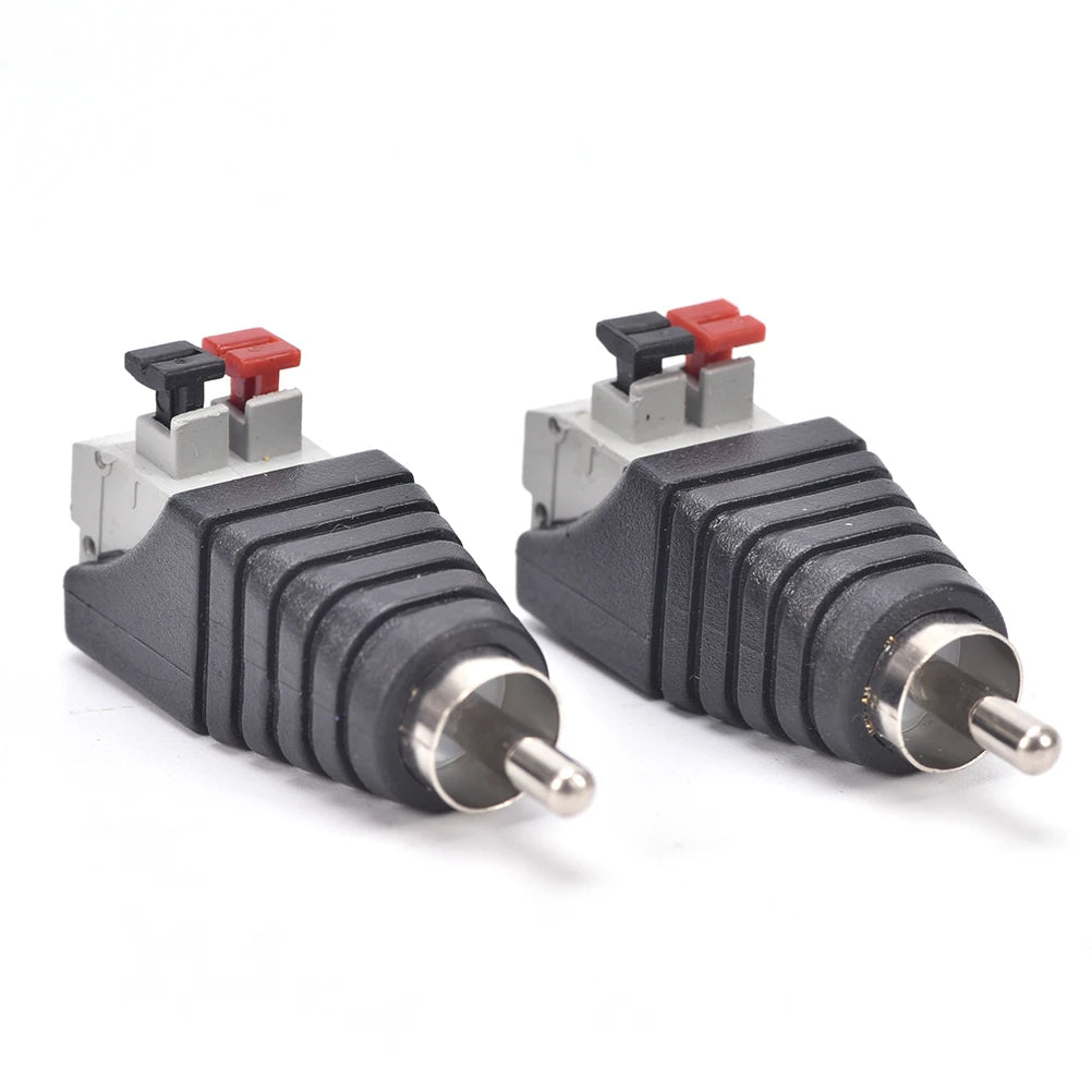 2-Pack Speaker Wire to RCA Male Connector Adapter Press Plug Audio Cable Adapter HIP 2Pcs