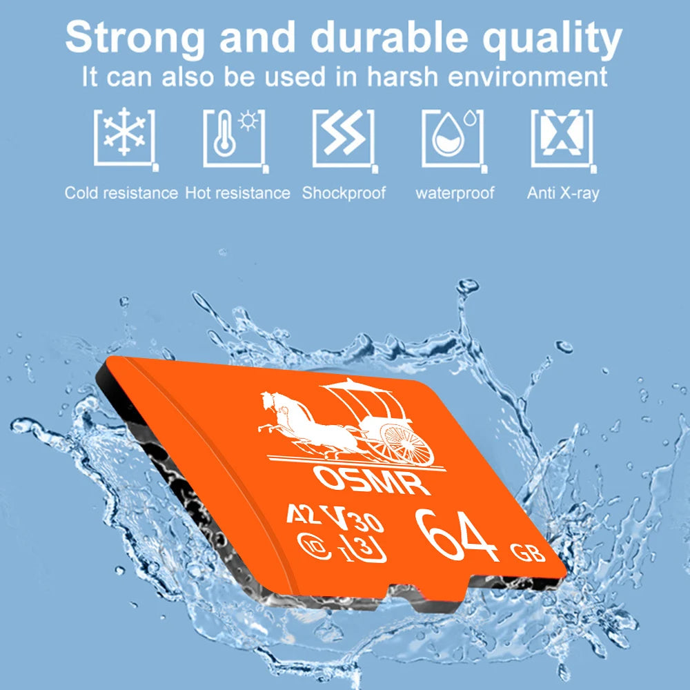 OSMR Micro SD Card 32–128GB Class 10 U3 V30 A2 High-Speed TF Micro SD Flash Card HIP