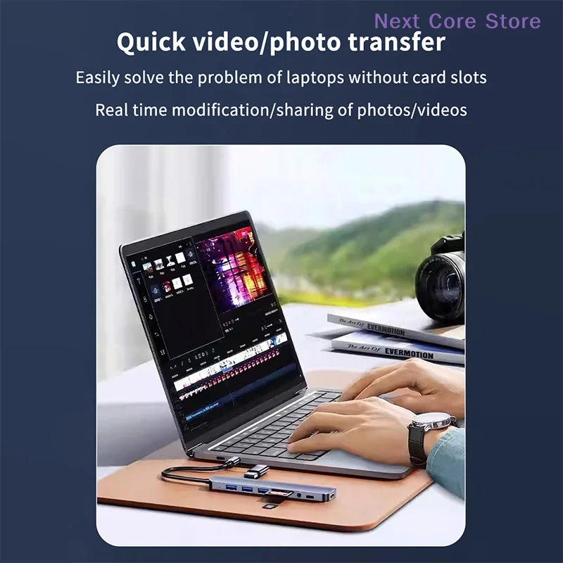 8-in-1 USB-C Hub – Audio Jack, TF Card Reader & USB 3.0 USB-C Hub Adapter HIP