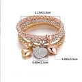 3 PCS Set Heart Lock Key Music Sign Charm Bracelet Owl Rose Gold Plating Silver Color Chain Owm Charm Bangle Jewelry Set HIP sku2