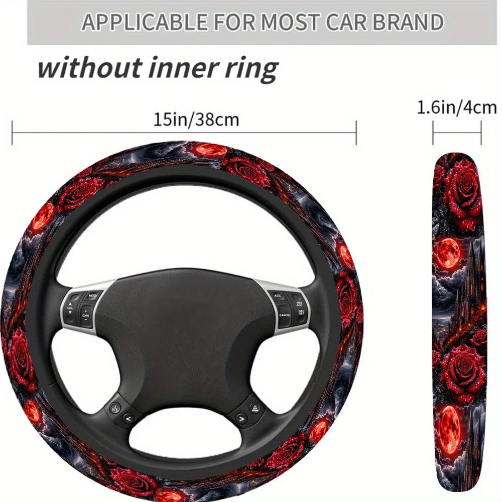 Gothic Dreamscape Printed Steering Wheel Cover | Anti-Slip Steering Wheel Cover HIP