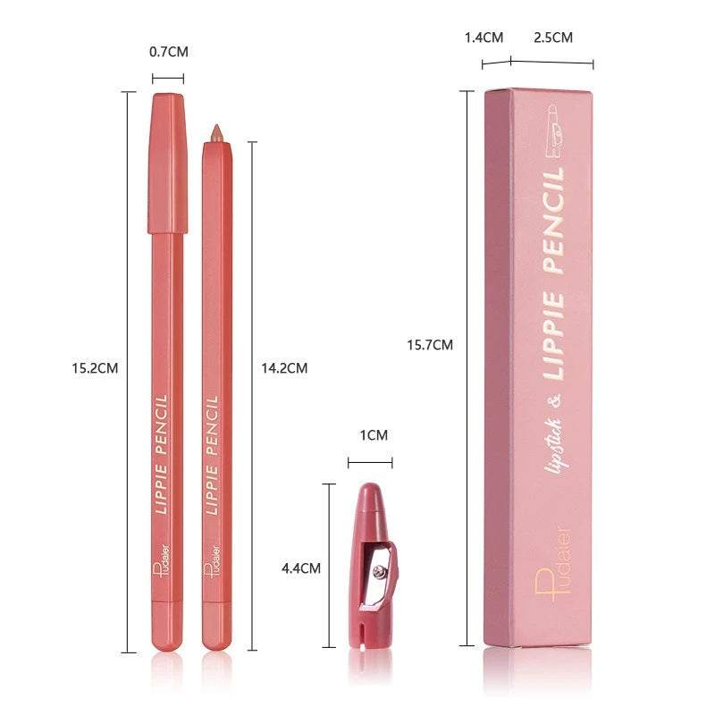 12 Color Matte Lip Liner Pencil Velvet Lipstick Pen Red Nude Contour Tint Long Lasting Waterproof Plump Lipliner with Sharpener HIP