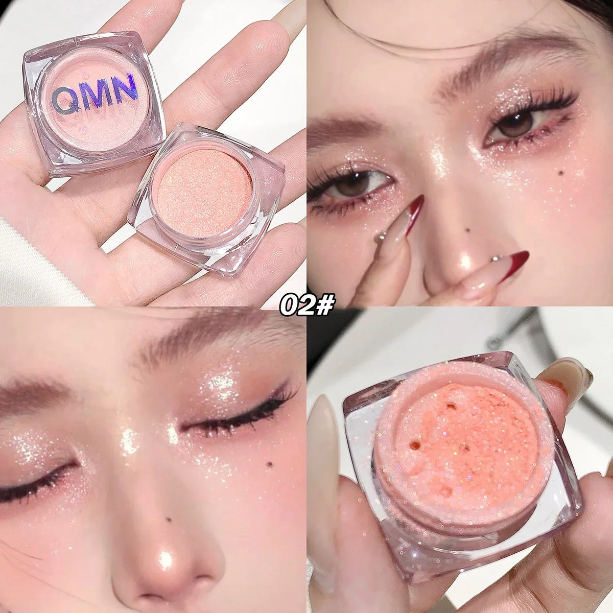 Shimmer Highlighter Powder Fine Sparkling Sequins Pearly Natural Pearlescent Highlight Face Body Brightening Contouring Makeup HIP 02