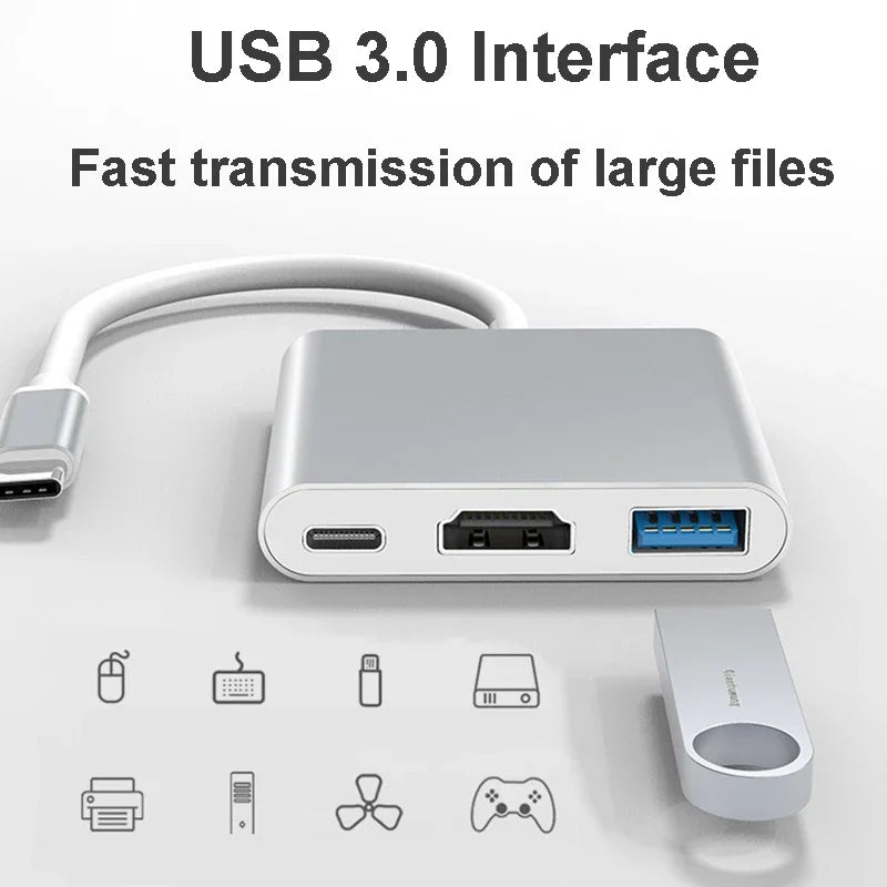 KEBIDUMEI USB-C Hub 3-in-1 – 4K HDMI, USB 3.0, PD 100W USB-C Docking Hub HIP