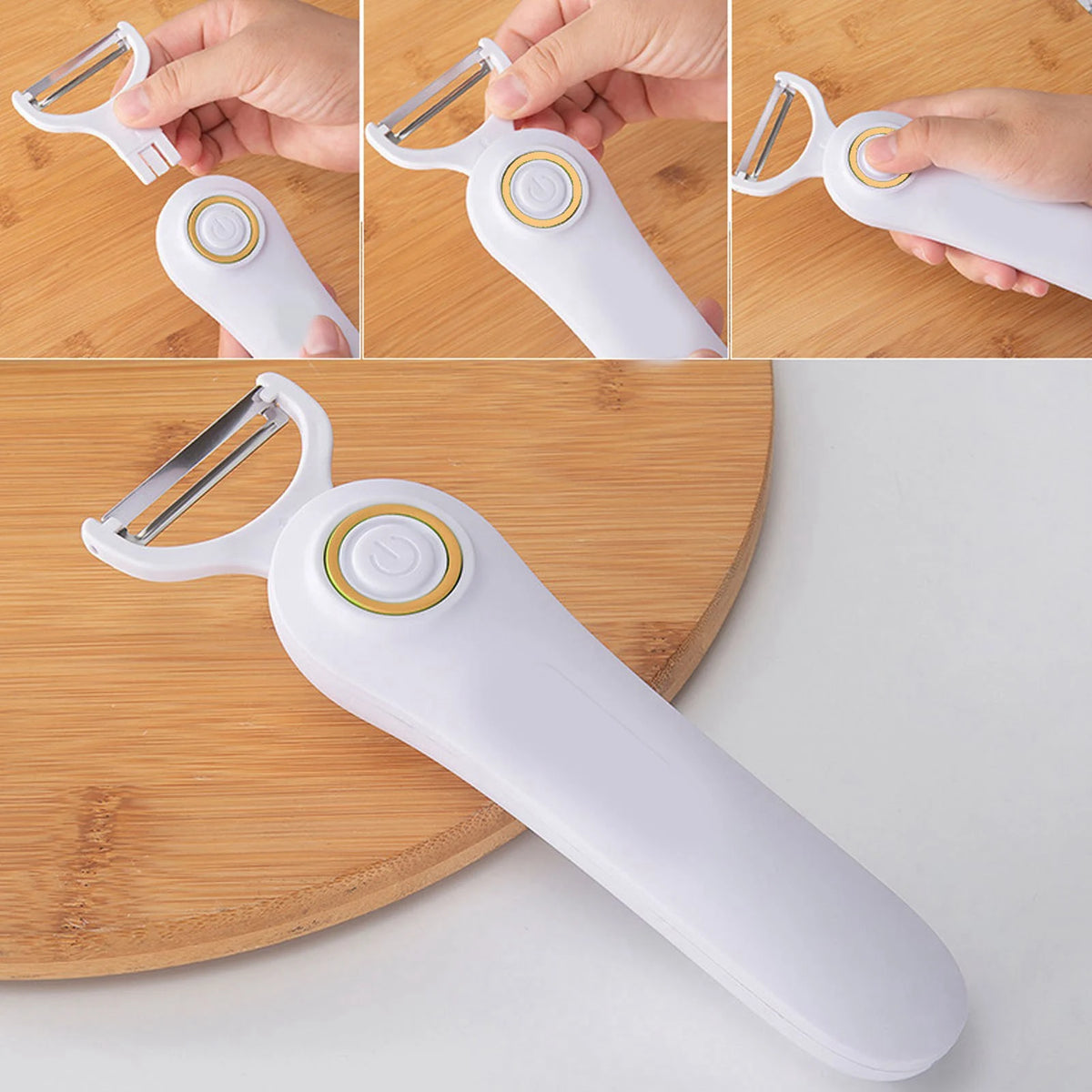 Electric Peeler Handheld USB Rechargeable Fruit Vegetables Peeler with 3 Cutter Heads for Home Handheld Electric Peeler HIP