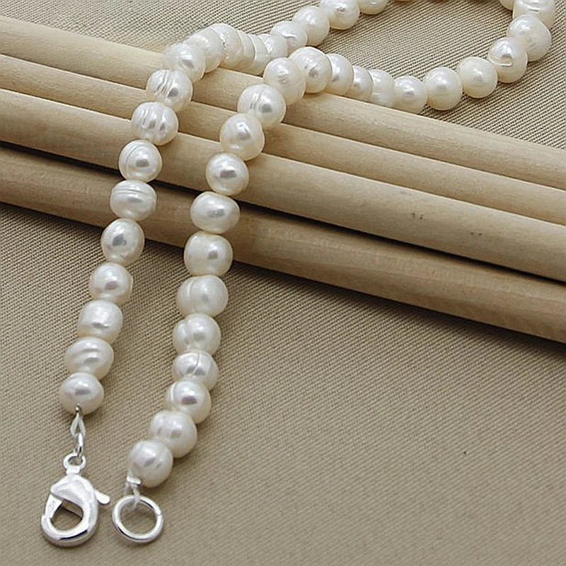 High Quality Fashion Long Pearl Necklace Natural Freshwater Pearl 925 Silver Jewelry For Women Statement Necklace N097 HIP