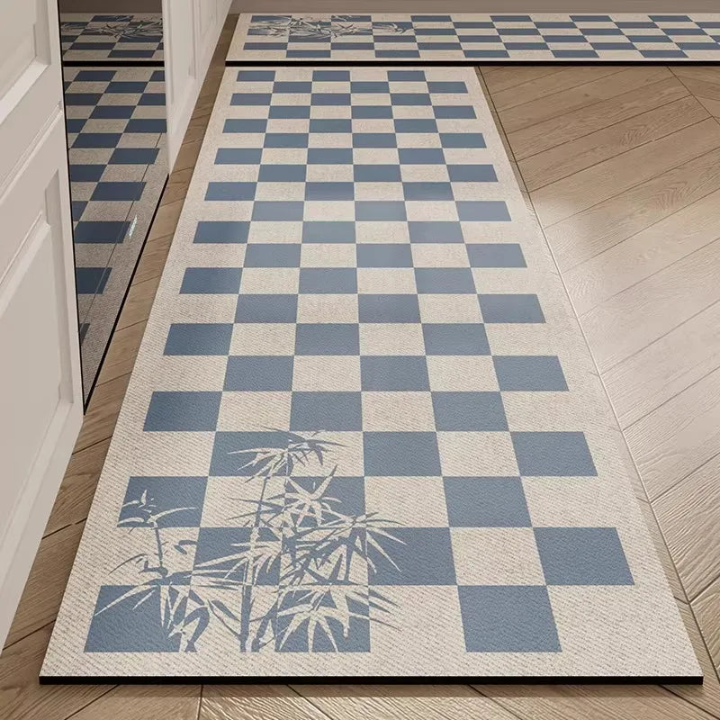 Black & White Checkered PVC Kitchen Mat – Non-Slip & Waterproof Kitchen Floor Mat HIP GU5855-P 1pc 40x120cm