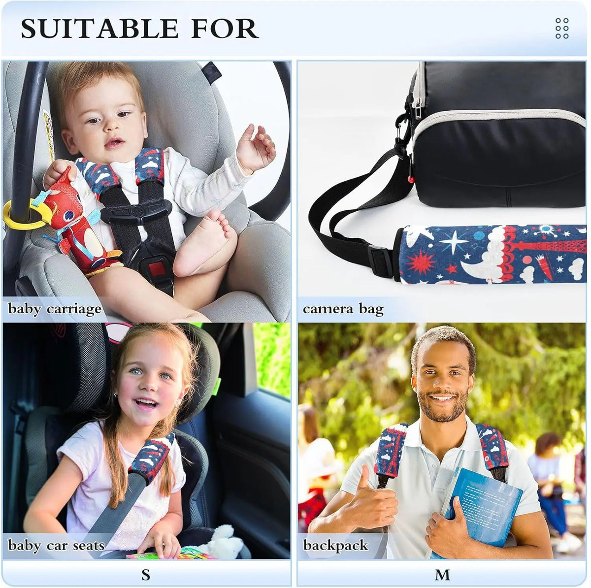 4th of July Seat Belt Cover Pads – Red & White 2-Pack Seat Belt Cover HIP