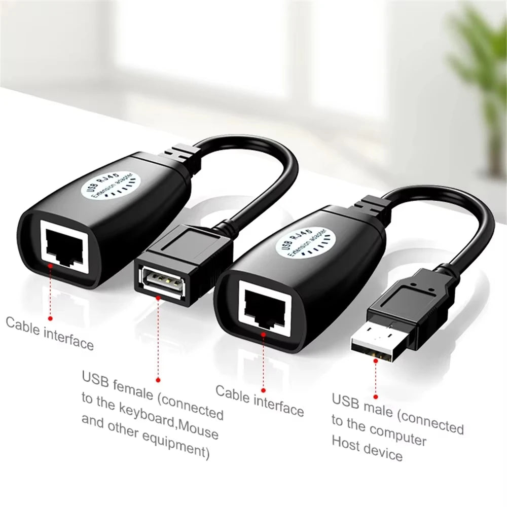 USB to RJ45 LAN Extender Adapter Set – 150ft Range (2pcs) USB Network Adapter HIP