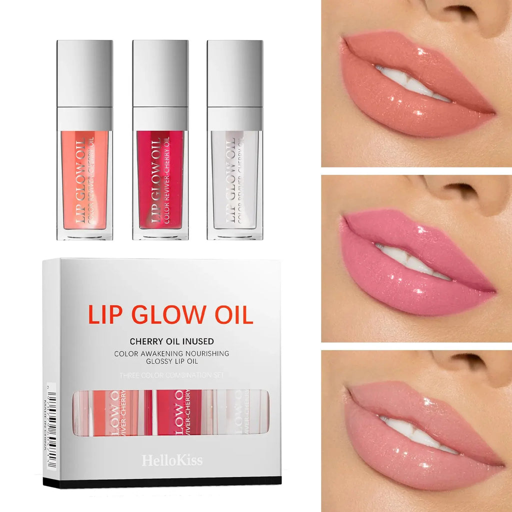 Crystal Jelly Moisturizing Lip Oil Set Plumping Lip Gloss Makeup Sexy Plump Lip Glow Oil Tinted Lip Plumper Set HIP