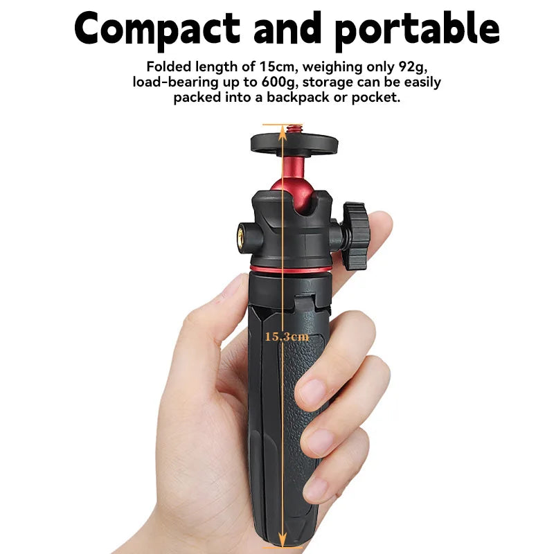MT-08 Foldable Mini Tripod Cold Shoe Ball Head Selfie Stick Mini Camera Tripod HIP