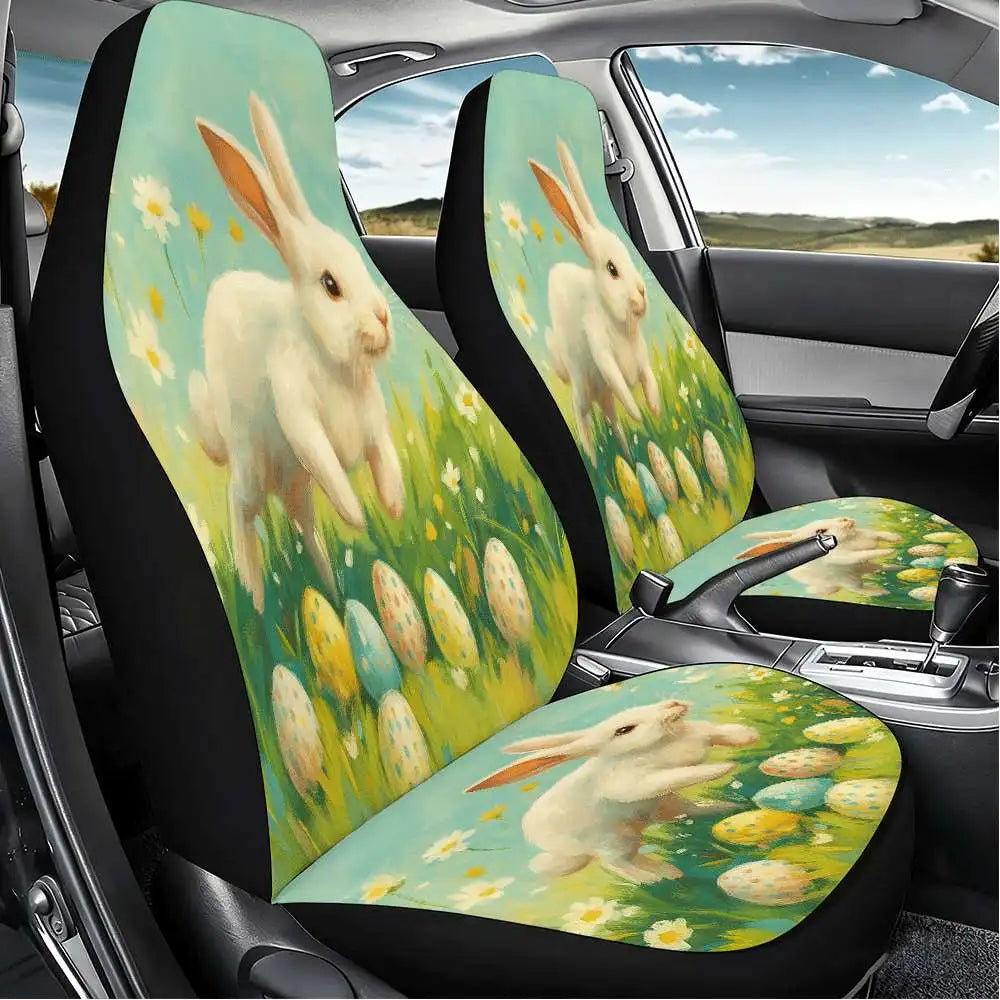 Easter Bunny Car Seat Covers – 2pc Front High Back Set Car Seat Covers HIP