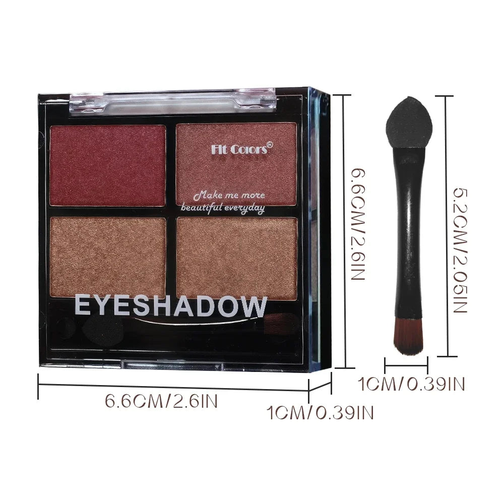 Fit Colors 4-Shade Earth Tone Eyeshadow Palette | Matte & Shimmer Eyeshadow Palette HIP