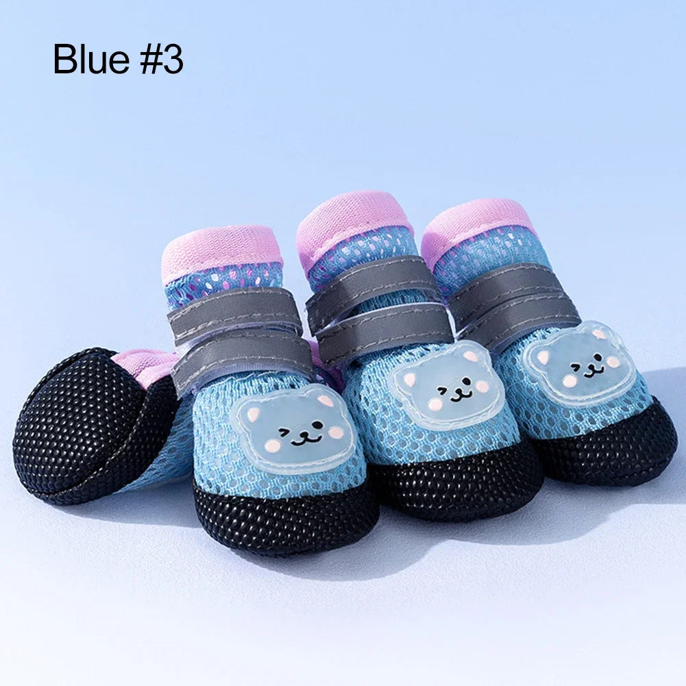 Cute Mesh Dog Sandals with Anti Slip Elasticity, Small Dog Boots with Soft Sole and Adjustable Paw Protection Shoe Cover HIP Blue 3
