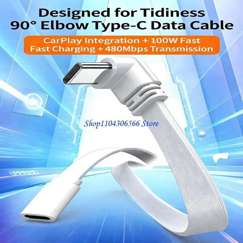 90 Degree USB-C Silicone Cable – 100W Fast Charging 10/20/50cm USB-C Charging Cable HIP