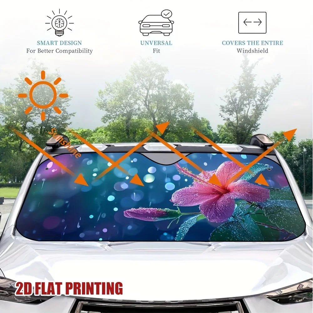 Floral Polyester Car Windshield Sunshade – Full Coverage Car Windshield Sunshade HIP
