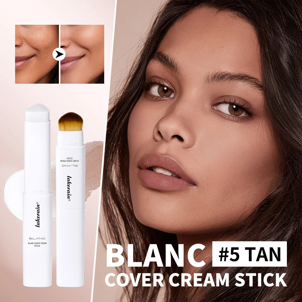 Lakerain Color Changing Foundation Stick Full Coverage Matte Finish Dual-Ended Brush & Stick Waterproof Smooth Foundation Makeup HIP