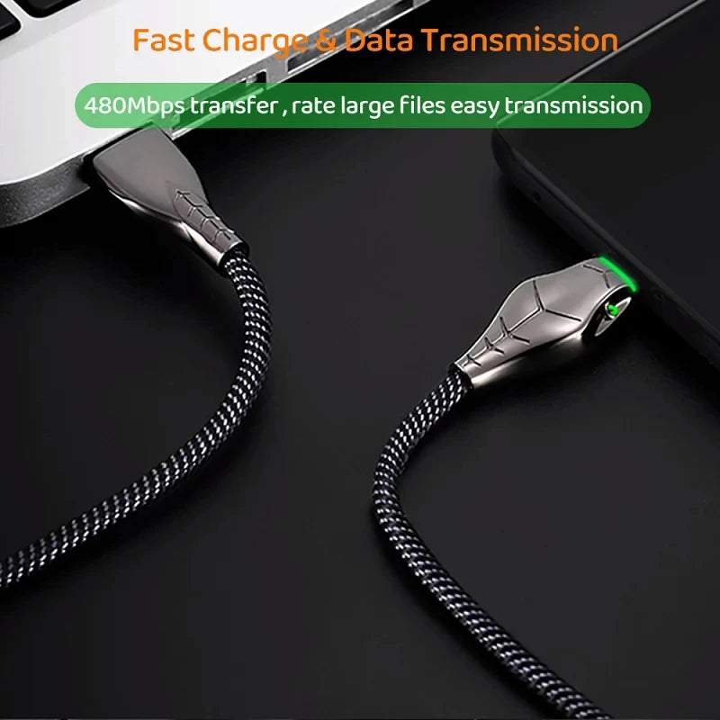 66W USB-C 5A Fast Charging Cable with LED Indicator – 1M USB Charging Cable HIP