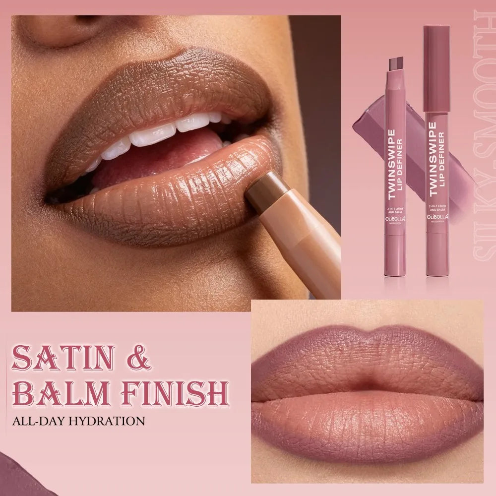 Two Color-Blocking Matte Lipliner Waterproof Durable Not Easy To Take Off Lipstick High Pigment Smooth Lip Outline Maquillage HIP