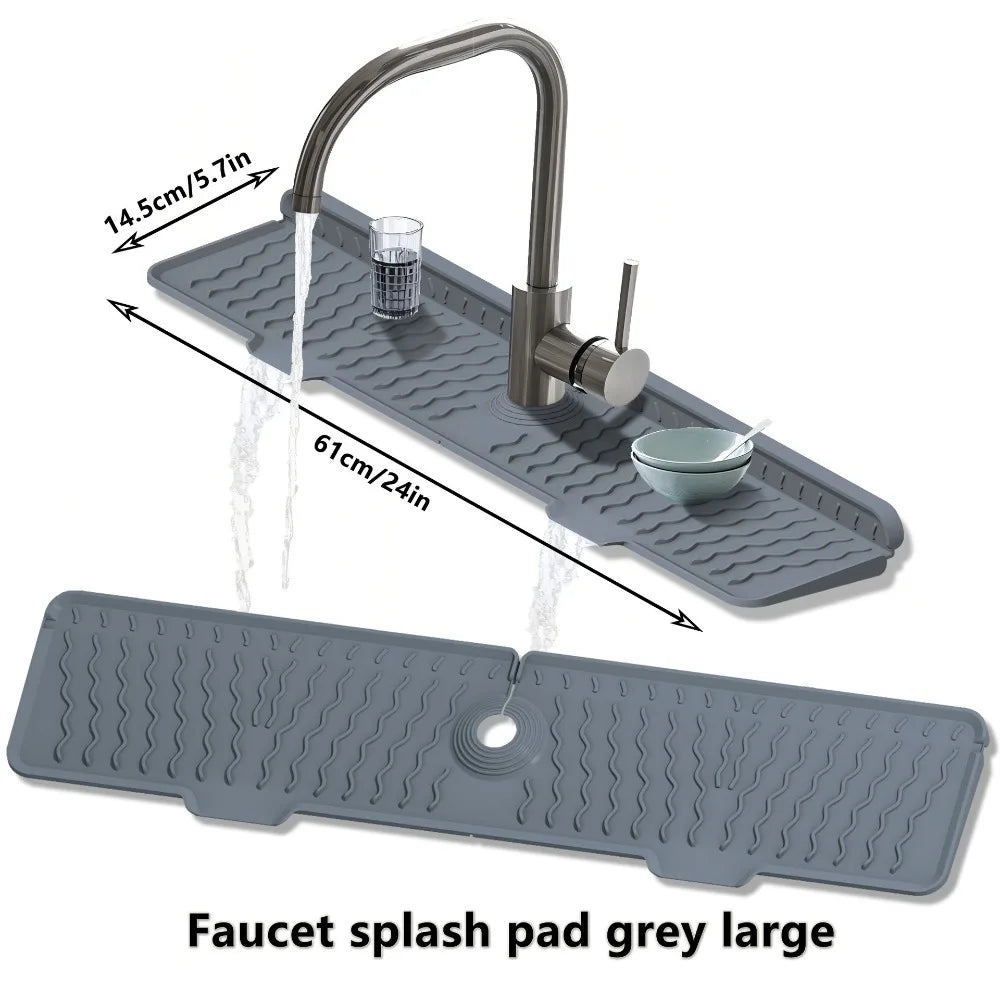 Silicone Faucet Drain Mat – Anti-Slip Sink Holder 36–61cm Faucet Drain Mat HIP
