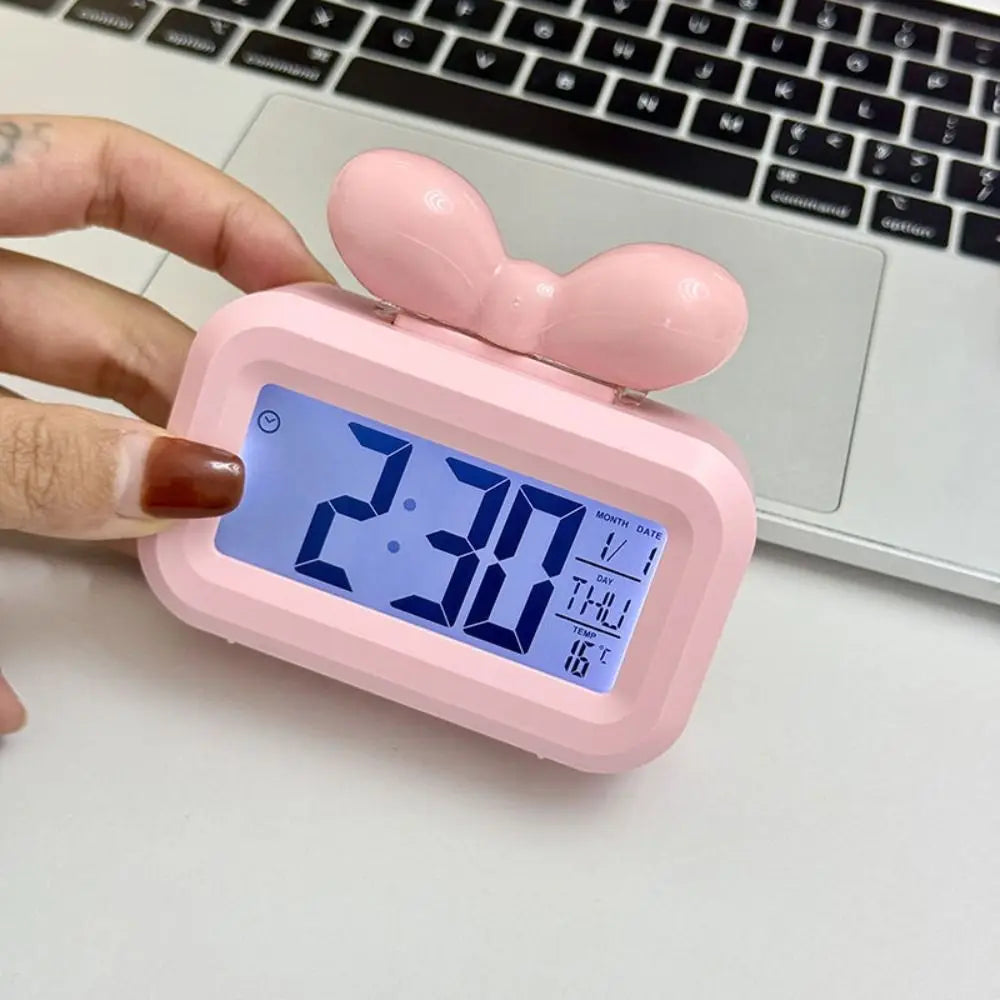 Bowknot LED Digital Alarm Clock with Night Light & Temperature LED Alarm Clock HIP