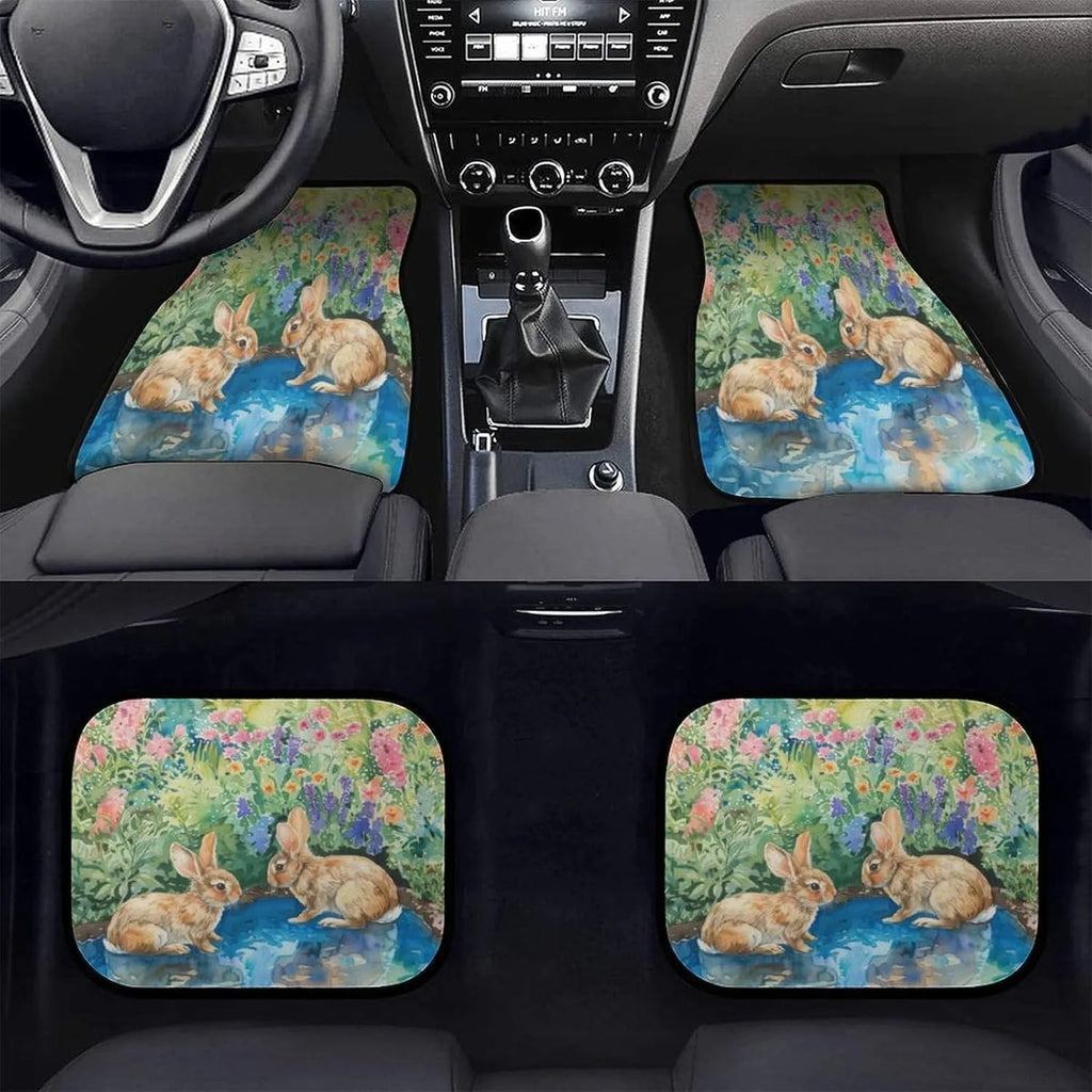 Watercolor Bunnies Car Floor Mats – 4-Piece Universal Set Car Floor Mats HIP