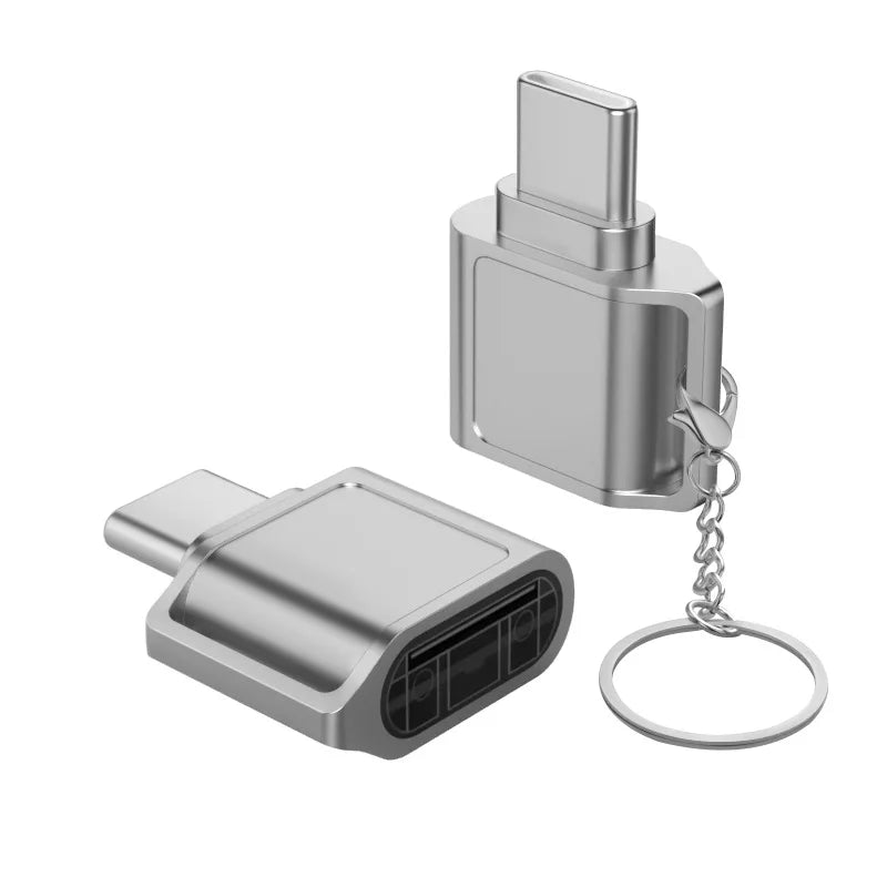 USB-C to Micro SD TF Card Reader Adapter | Plug & Play Memory Card Reader HIP Silver