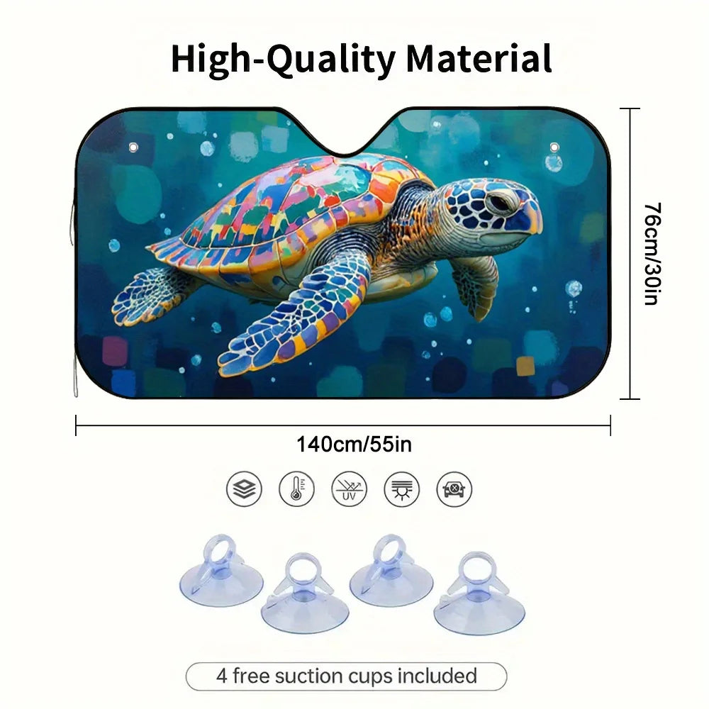 Turtle Dance Car Sunshade – Foldable 2D Print + Suction Cups Car Sunshade HIP