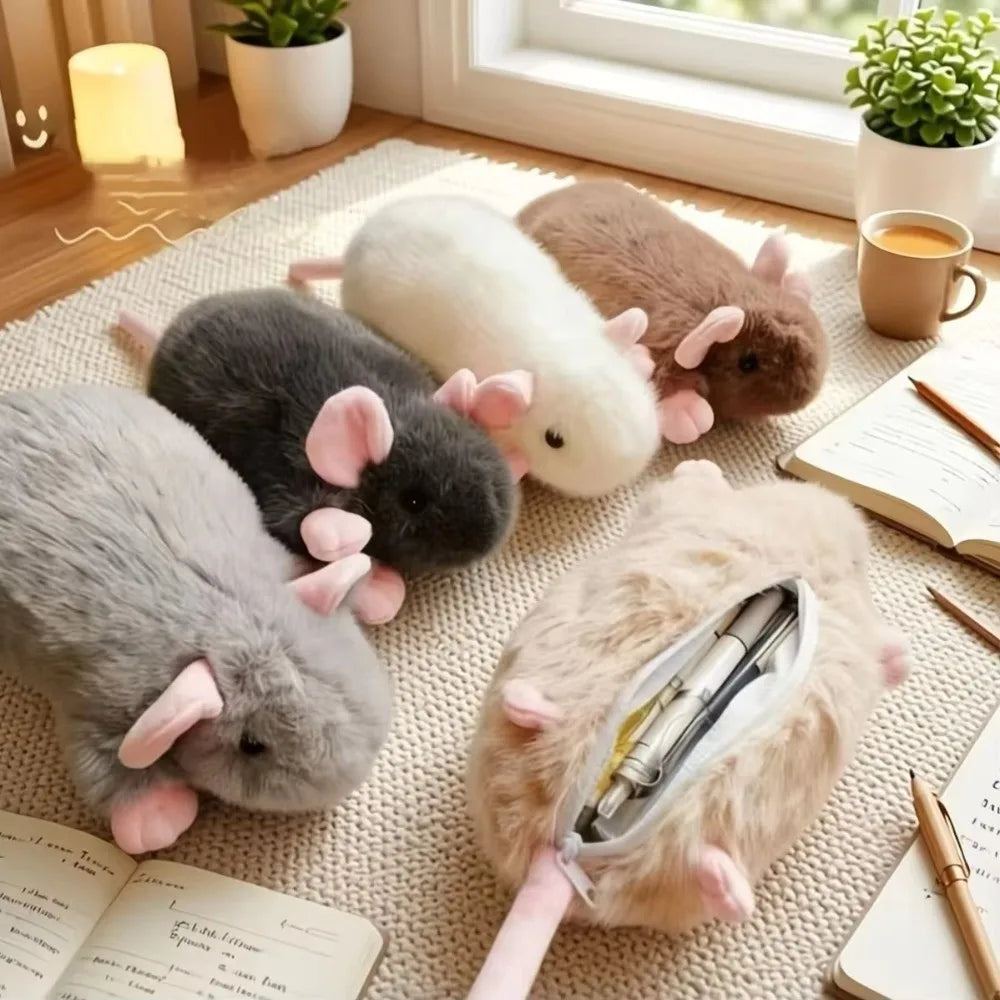 Fancy Rat Plush Pencil Case – Soft Animal Pouch 20cm Plush Pencil Case HIP